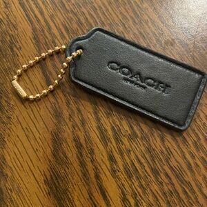Coach Black Leather Key Holder with Gold Chain